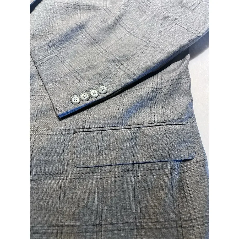Hart Schaffner Marx New York Fit 48R 41x27 Blue Plaid Classic Suit